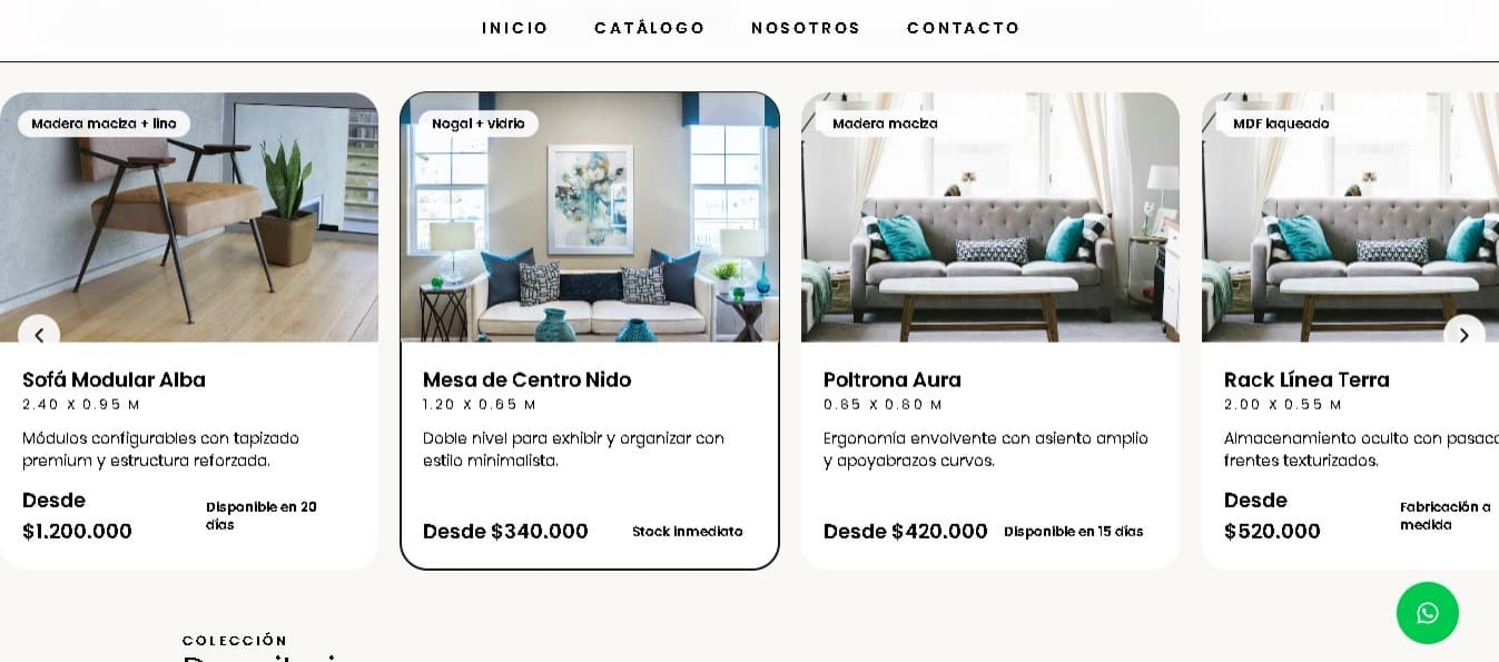 Landing Page para vender muebles artesanales 3