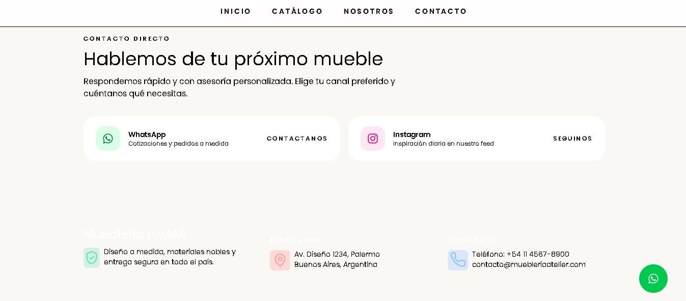Landing Page para vender muebles artesanales 4