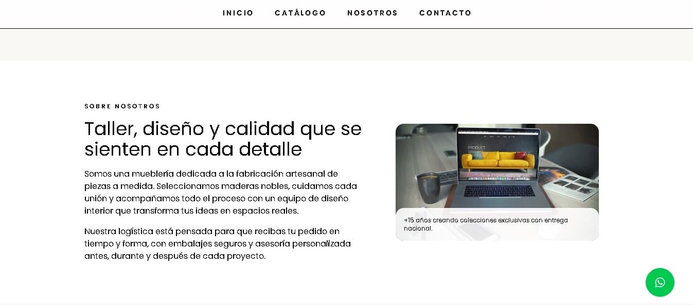 Landing Page para vender muebles artesanales 5